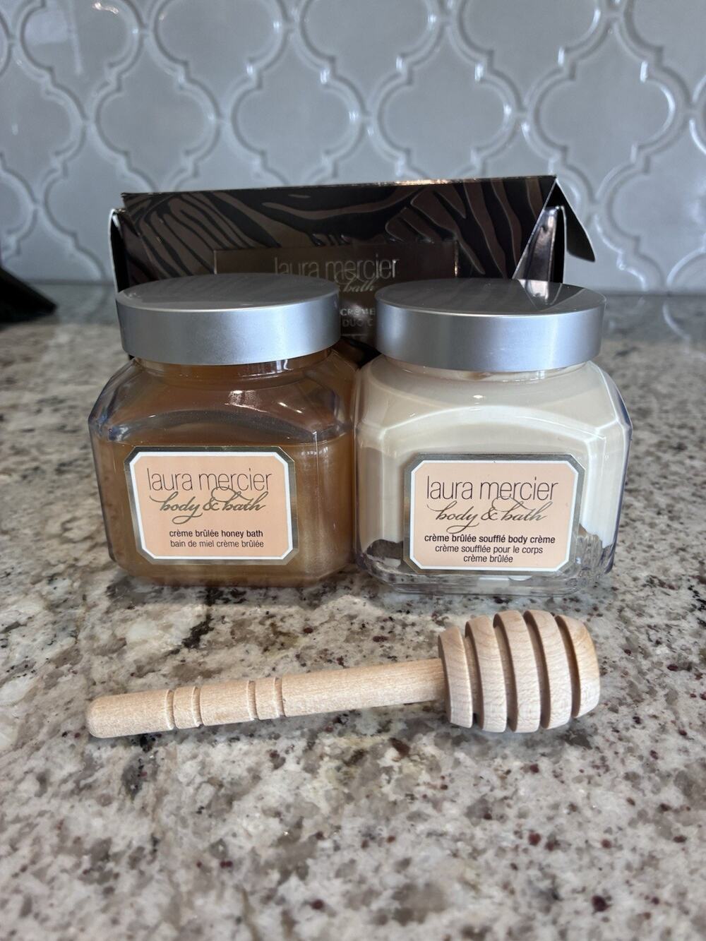 New Laura Mercier Sweet Temptations Duet Bath an Body Creme CREME BRULEE Honey